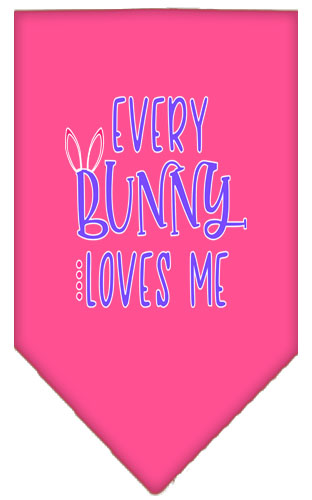 EveryBunny Loves Me Screen Print Bandana Bright Pink Small